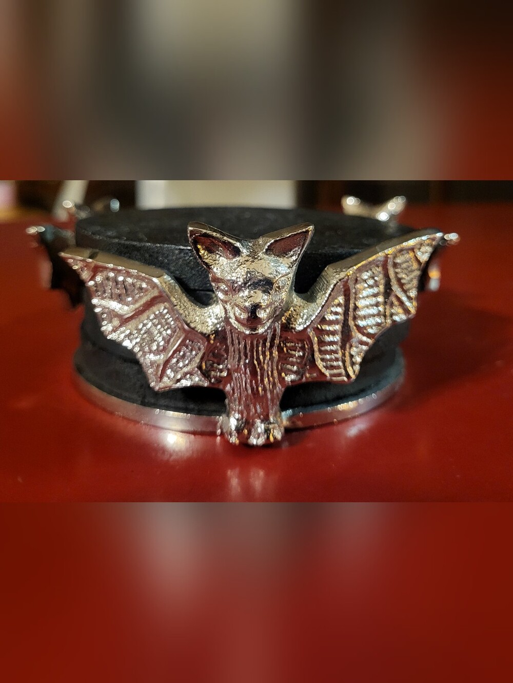 Emo Gothic bat metal coaster set Wooden black coasters halloween made in india